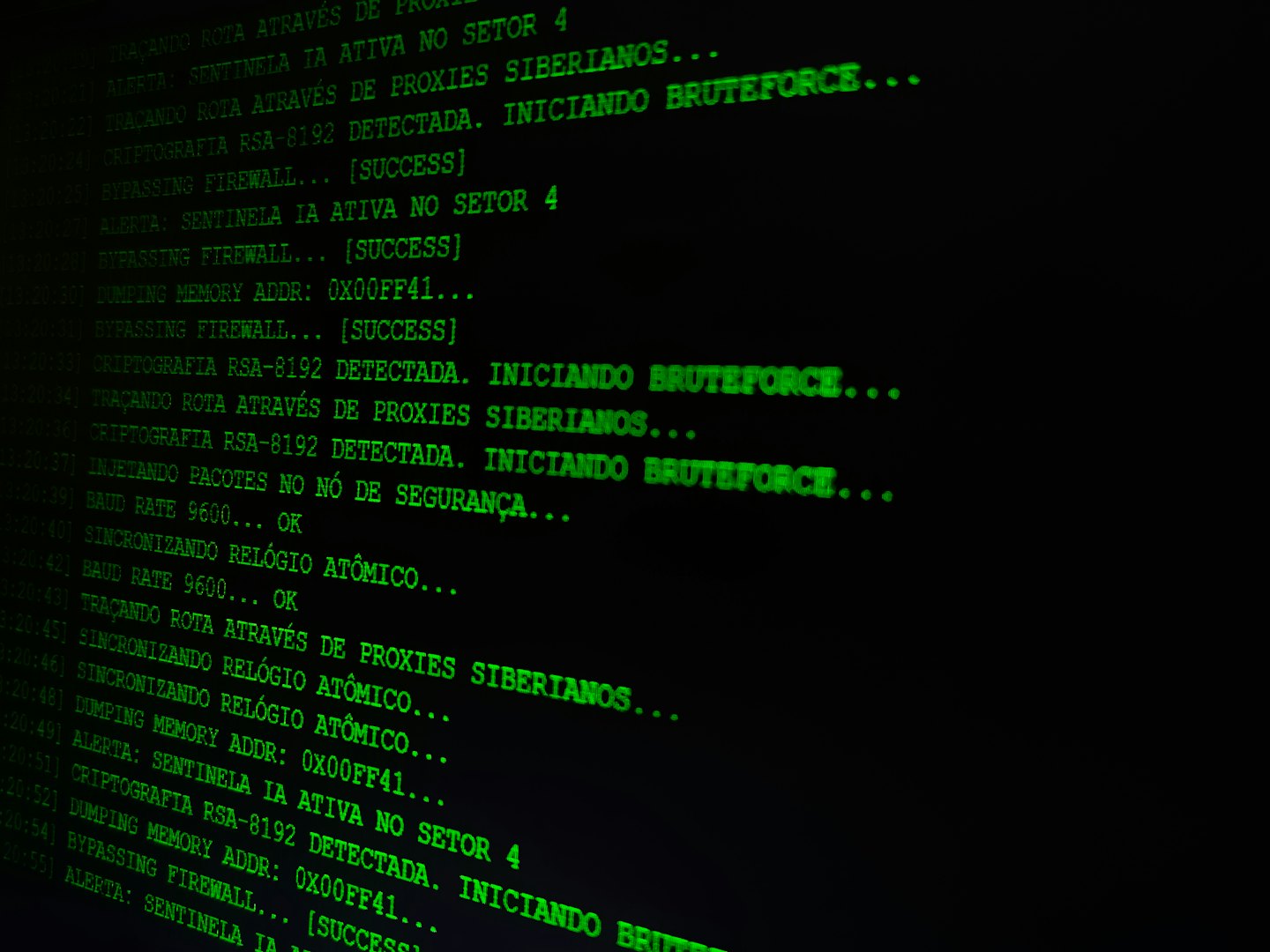 Computerbildschirm mit grünen Programmzeilen.